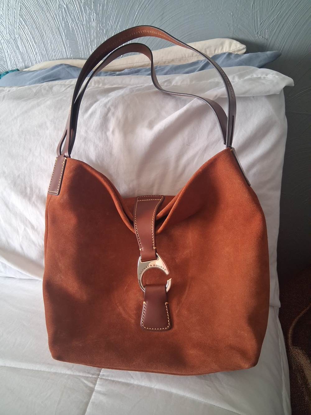 Dooney & Bourke Rust Suede Shoulder Hobo with Leather Trim